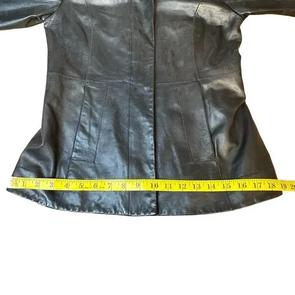 COLE HAAN Wing Collar Black Lambskin Leather Jacket Size 4 - Picture 11 of 17